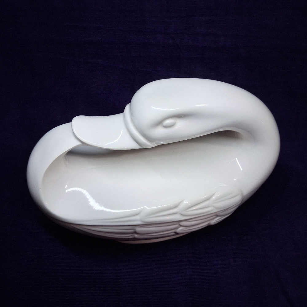 Vintage Fitz And Floyd Swan Porcelain Jewelry Trinket Holder *flaw* - Picture 13 of 16